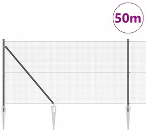 Cerca de Arame Soldado com 13 Estacas Cinzas 1.4x50 m de Aço