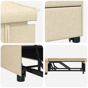Sofá Cama 3 em 1 com Design Retrátil em Tecido Creme