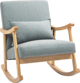 Poltrona Baloiço Moderna Poltrona de Amamentação com Almofada Lombar e Base de Madeira 65x87x84 cm Cinza Claro