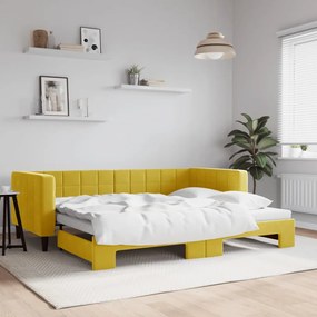 vidaXL Sofá-cama com gavetão 90x200 cm veludo amarelo