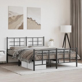 Estrutura de cama sem colchão com pés 160x200 cm preto