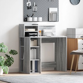 vidaXL Secretária com Armazenamento Cinza Sonoma 90x48x101.5 cm Derivados de madeira