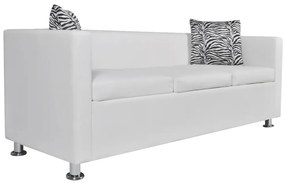 Conjunto de sofás de 2 e 3 lugares couro artificial branco