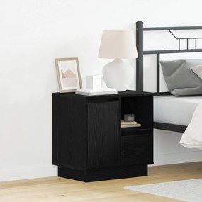 Cômodas de Cabeceira com LED 2 pcs Carvalho Preto 50x34,5x50 cm