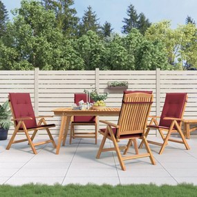 vidaXL Cadeiras de jardim reclináveis c/ almofadões 4 pcs teca maciça