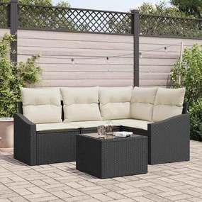 vidaXL Conjunto de Jantar de Jardim 4 Peças com Almofadas Castanho em Poly Rattan