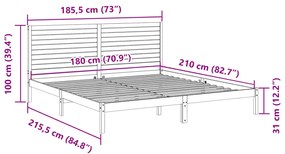 Cama extra longa sem colchão 180x210 cm madeira maciça