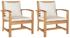 vidaXL Cadeira com almofada 2 pcs Marrom e Creme 110 x 65 x 76.5 cm