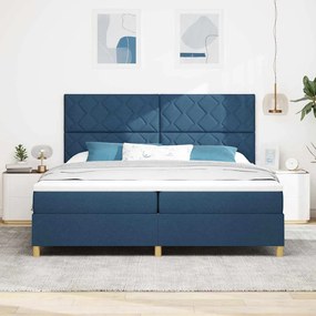 Cama Box Spring com Colchão Azul 200x200 cm Tecido