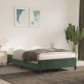 Estrutura de cama 120x200 cm veludo verde-escuro