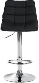 Conjunto de 2 bancos altos Jerry em couro sintético com estrutura cromada 87-108,5 x 43 x 46,5 cm Preto