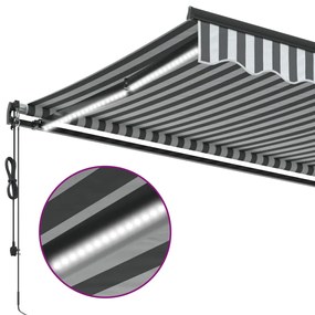 Toldo retrátil automático com LEDs 450x350 cm antracite/branco