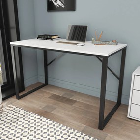 Secretária de Estudo Layton – Preto e Branco – 120x60x74 cm