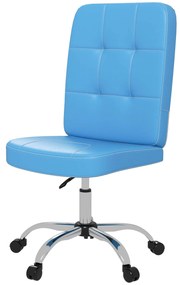 Vinsetto Cadeira Escritório Giratória Couro Sintético Azul Moderna Confortável Altura Ajustável Ergonomica 45x59x100 cm Carga 120 kg