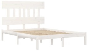 Estrutura de cama dupla 135x190 cm madeira maciça branco