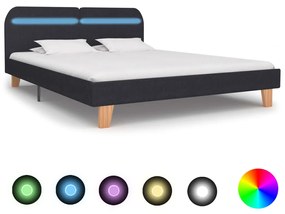 vidaXL Estrutura de cama com LEDs em tecido 180x200 cm cinzento-escuro