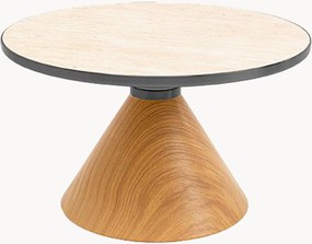 Mesa de centro redonda com tampo com aspeto de travertino Cono