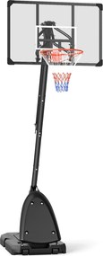 SPORTNOW Tabela de Basquetebol com Altura Ajustável Rodas Base Preenchida com Água ou Areia para Exterior 111x70,5x293-350 cm Preto | Aosom Portugal