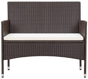 4 pcs conjunto lounge jardim c/ almofadões vime PE castanho