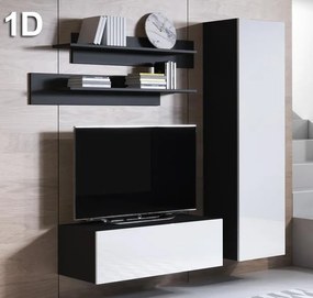 Conjunto de Móveis de Sala Sobreira – 1,6 m – Modular em Preto e Branc
