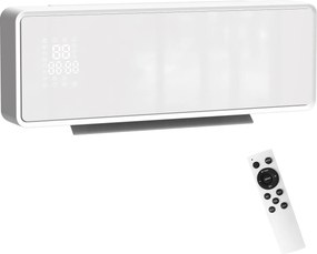Aquecedor Elétrico Cerâmico de Parede 2000W com 3 Modos Temporizador Detecção de Janelas Abertas 54x18,7x12,3 cm Branco
