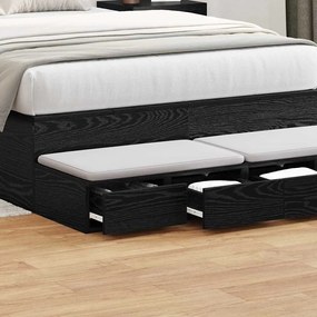 Gavetas de Cama Preto 120x36.5x16.5 cm Madeira de Engenharia