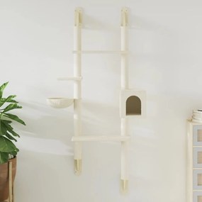 vidaXL Árvore de parede para gatos c/ poste arranhador 180 cm creme