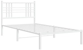 Estrutura de cama com cabeceira 100x190 cm metal branco