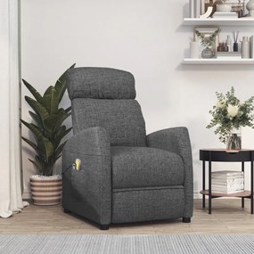vidaXL Poltrona de massagens elétrica tecido cinza-escuro