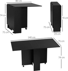 Mesa de Cozinha Dobrável Atman - Preto - Com 2 Prateleiras e Laterais