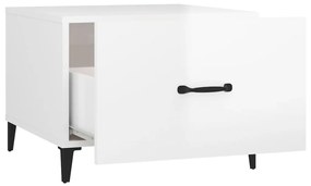 Mesa de centro com pernas de metal 50x50x40 cm branco brilhante