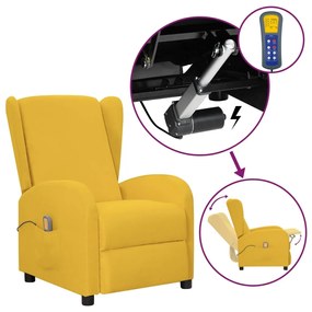 vidaXL Poltrona elevatória de massagens tecido amarelo