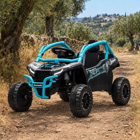 Carro elétrico para crianças Kawasaki TERYX KRX 1000 12V, controlo remoto, bateria de lítio, 2 motores de 25 W, com licença Azul