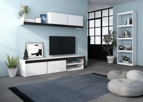 Conjunto de Sala de Estar IDEM e Prateleira TOTEM - Móveis de sala de estar - Conjunto de móveis de cor branco/preto - Estante branco mate 200x40x180c