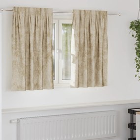 vidaXL Cortinas de Veludo 2 pcs com Ilhós Creme 140x140 cm