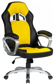 Cadeira de escritório PORTIMAO, gaming, pele sintética amarela e preta