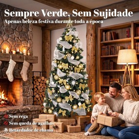 Árvore de Natal Artificial Pré-iluminada 230 cm com 250 Luzes LED 8 Modos 1136 Pontas Comando à Distância Verde