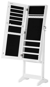 SONGMICS Armário de joias, espelho de parede, espelho de corpo inteiro, organizador de joias com fechadura, ideia de presente, branco JJC69WT