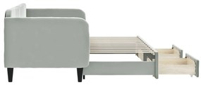 Sofá-cama c/ gavetão e gavetas 80x200 cm veludo cinzento-claro
