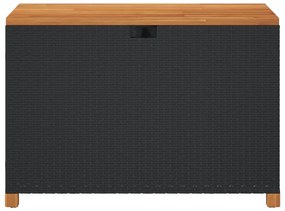 Caixa arrumação jardim 110x55x63 cm vime PE/acácia maciça preto