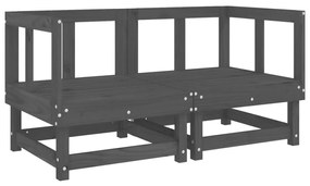 6 pcs conjunto lounge de jardim pinho maciço cinzento