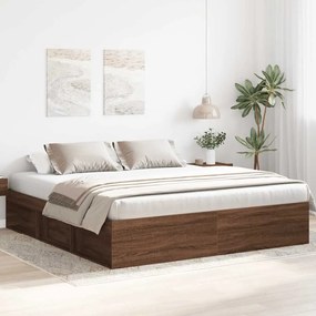 Estrutura de cama super king size 180x200 cm carvalho castanho