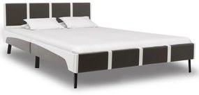 Estrutura de cama 140x200 cm couro artificial cinzento e branco