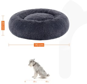 Cama para cães Ø 70 cm almofadada e macia Cinzento escuro