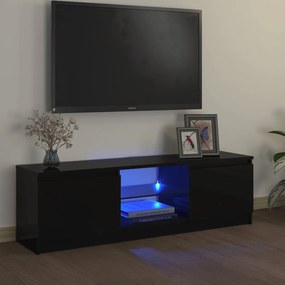 Móvel de TV com luzes LED 120x30x35,5 cm preto