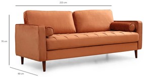 Sofá de 3 Lugares Rome – Laranja – 215x90x70 cm