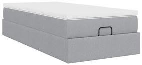 Estrutura cama otomana colchão 90x190 cm tecido cinzento claro