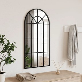 vidaXL Espelho de parede arqueado 40x80 cm ferro preto