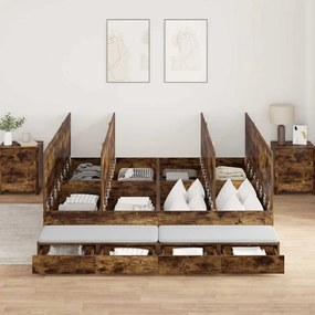 vidaXL Estrado de cama com arrumação Carvalho Defumado 180 cm