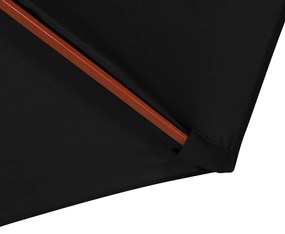 Guarda-sol com mastro de madeira 300x258 cm preto